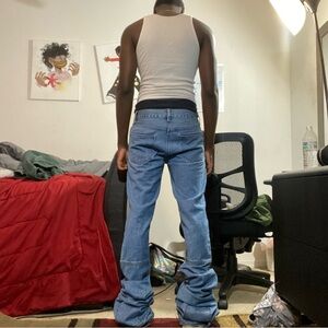 Denim stacked jeans